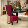 GDF Studio Grant Tall Chocolate Brown Ruby Fabric Leather Wingback Chair