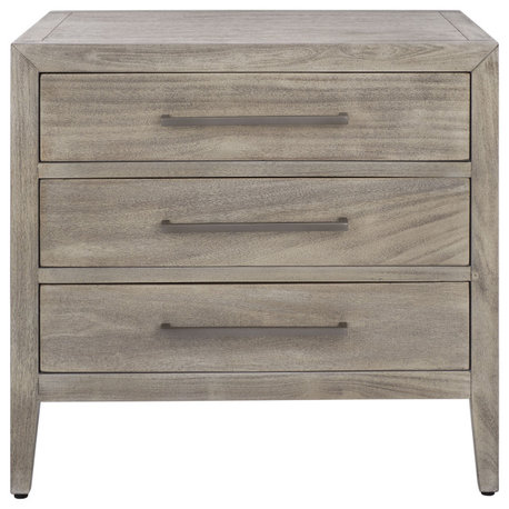 Safavieh Couture Ariella 3-Drawer Wood Nightstand, Light Grey