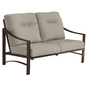Kenzo Cushion Love Seat, Rich Earth Frame, Linen Silver Cushion