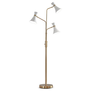 HOMEGLAM Bonnie 3-light Tree Floor Lamp, Antique Brass/White
