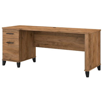 Elegant Desk, Rectangular Top With Utility Drawers and File Drawer, Fresh Walnut