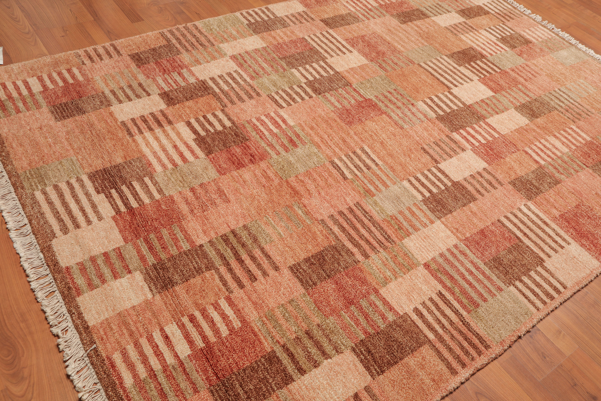 Rust Beige Color Tibetan Rug, 6'2