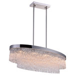 CWI Lighting - Carlotta 10 Light Island Chandelier With Chrome Finish - Level up the bling quotient of your space with the Carlotta 10 Light Chandelier. This breathtaking light fixture is designed as island/pool table chandelier with an oval shape.  The metal frame is finished in chrome and paired with textured glass shades that hide ten candelabra bulbs.  Feel confident with your purchase and rest assured. This fixture comes with a one year warranty against manufacturers defects to give you peace of mind that your product will be in perfect condition.