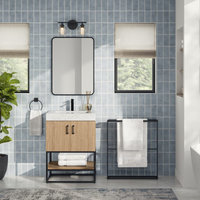 Alistair Bath Vanity, Oak, 24", Matte Black Hardware, Single, Freestanding