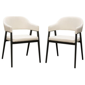 Adele Set of Two Dining/Accent Chairs in Cream Fabric w/ Black Powder Coated...