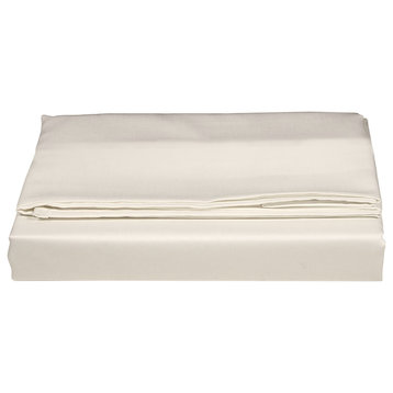 Organic Cotton Sateen Wrinkle Resistant Flat Sheet, Cream, Queen