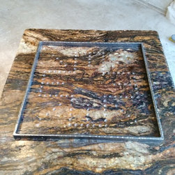 Forged metal boulder granite gameboard - Furniture