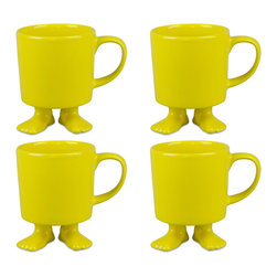 Dylan Kendall - Dylan Kendall-4 Yellow Ceramic Mugs w/Feet - Mugs