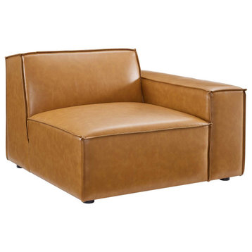 Restore Left-Arm Vegan Leather Sectional Sofa Chair Tan