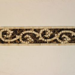 Bestview Scroll Pattern Spanish Dark Emperador Polished Stone Mosaic Border 2038 - Tile