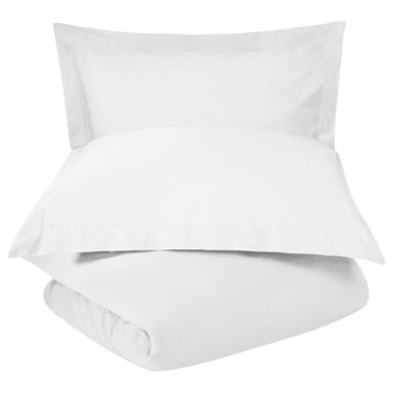 Luxury Cotton Blend Duvet Cover and Pillow Shams, White, King/California King