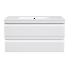 Wallace White Floating Bathroom Vanity, 35"