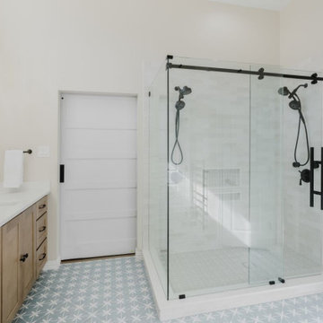 Bright Bathroom with Frameless Glass Shower