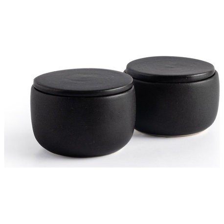 Nelo Salt Jar, Set of 2-Matte Black