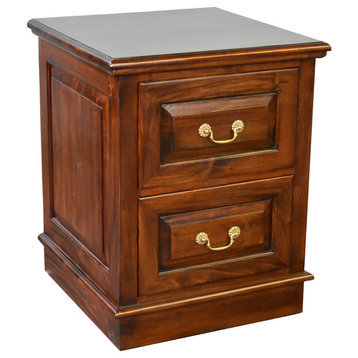 Legacy Solid Mahogany 2 Drawer File Cabinet, Brown Walnut