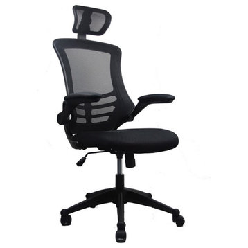 Bowery Hill Executive High Back Office Chair with Headrest in Black