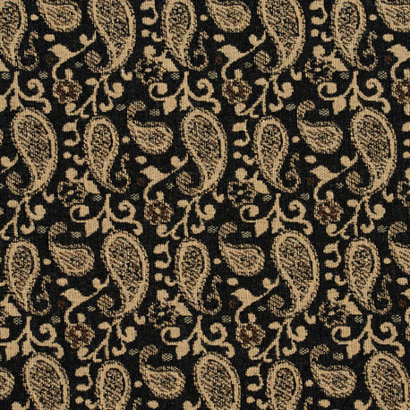 Black Paisley woven Upholstery Fabric by the Yard