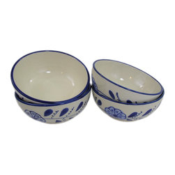 Le Souk Ceramique - Stoneware Deep Sauce/Ice Cream Bowls, Set of 4, Azoura Design - Serving And Salad Bowls
