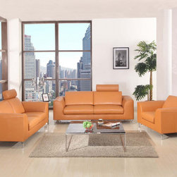 Angela Modern Leather Sofa Set - $7079.22 - Living Room Furniture Sets