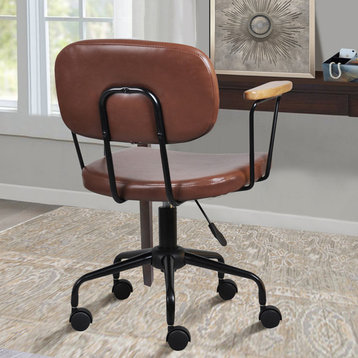 Faux Brown Vegan Leather Office Task Computer Chair