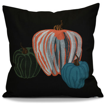 Pumpkin Spice Geometric Print Pillow, Black, 16"x16"