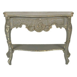 Exquisitely Ornate Distressed Grey Console Table - Products
