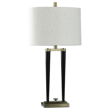 Black Deco Table Lamp, Brushed Brass