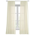 Half Price Drapes - Antique Lace Linen Sheer Curtain Single Panel, 50"x96" - Our signature French Linen Sheer curtains & drapes are second to none when it comes to quality, light diffusion, and style. This sheer panel creates privacy while still allowing sunlight into your home. The high quality linen provides subtle texture to any room. As a general rule, for proper fullness panels should measure 2-3 times the width of your window/opening.