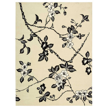 Nourison Modern Elegance lh08 Floral Rug, Black/White, 5'6"x7'5"