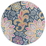 Tayse - Bryne Transitional Floral Pink Round Area Rug, 5' Round - Be playful with this oh so sweet suzani rug that features paisley flair. The subtly variegated background adds interest while the overall floral delivers spirited cheer.