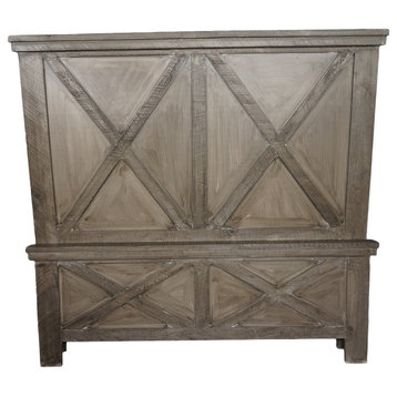 Rustic Queen Bed Frame, Morning Fog