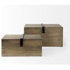 Josh Light Brown Wood With Metal Detail Boxes, 2-Piece Set