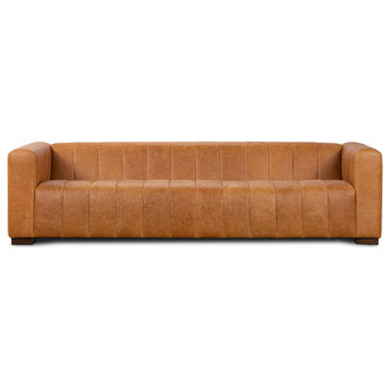 Poly and Bark Canale Sofa, Cognac Tan, 99"