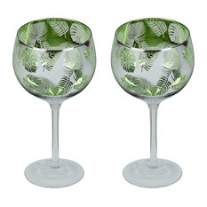Set of 2 Tropical Leaves Gin Glasses