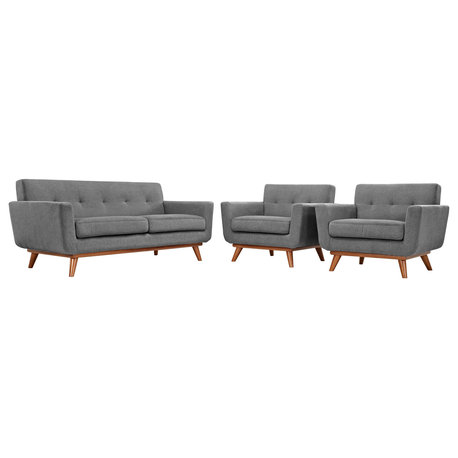 Expectation Gray Engage Armchairs and Loveseat Set of 3