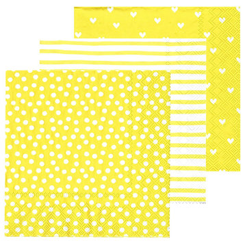 60 Count Yellow and White 3-Ply Quality Paper Napkins