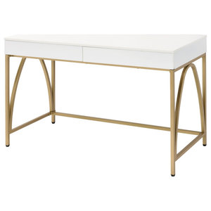 white with gold legs desk