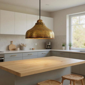 Brass dome ceiling light