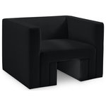 Meridian Furniture - Henson Velvet Upholstered Chair, Black - Spice up your living room or den with this Henson velvet chair. This handsome chair has a boxy design that suits any contemporary room with ease. It's covered in rich black velvet that's luxuriously soft to the touch and against the body, making it everyone's favorite seat. The solid wood frame of this modern chair adds durability, resilience, and long-lasting enjoyment to this chair, making it look right at home in your up-to-the-minute space.