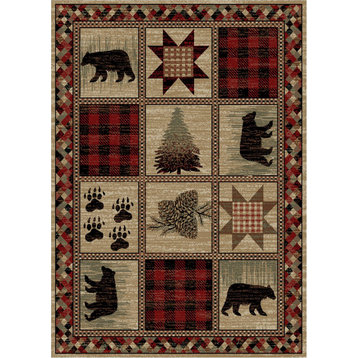 Hearthside Hollow Point Lodge Area Rug, Red, 7'10"x9'10"