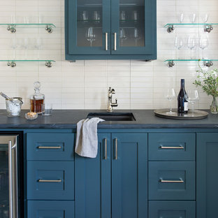 75 Beautiful Blue Kitchen With Soapstone Countertops Pictures