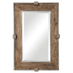 Uttermost - Uttermost Siringo Weathered Wood Mirror - This Rustic Frame Is Made From Reclaimed Fir Wood With A Natural Finish Enhanced With A Weathered Texture, Accented With Burnished Silver Iron Details. Mirror Features A Generous 1 1/4" Bevel And May Be Hung Horizontal Or Vertical.