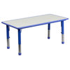 23.625"x47.25" Rectangular Blue Plastic Height Adjustable Activity Table