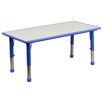 23.625"x47.25" Rectangular Blue Plastic Height Adjustable Activity Table