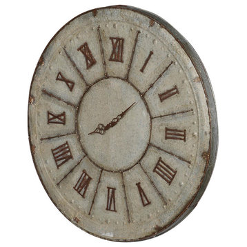 Rustic Farmhouse Distressed Tin Round Wall Clock