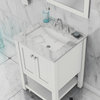 Wilmington 24" Bathroom Vanity With Carrera Marble Top, White, 24"