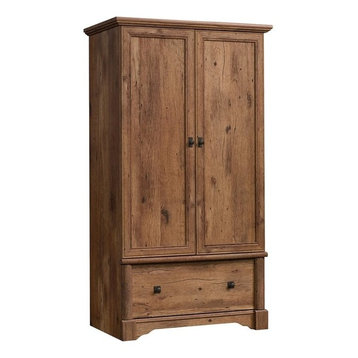 Pemberly Row Contemporary Wood Bedroom Armoire with Garment Rod in Vintage Oak