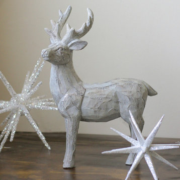 10.5" Silver Distressed Finish Standing Deer Table Top Christmas Decoration
