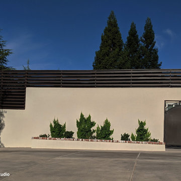 Modern Landscape - Stucco wall with horizontal slats