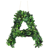 Modern Home 12" Real Preserved Boxwood Monogram Wreath Letters - A